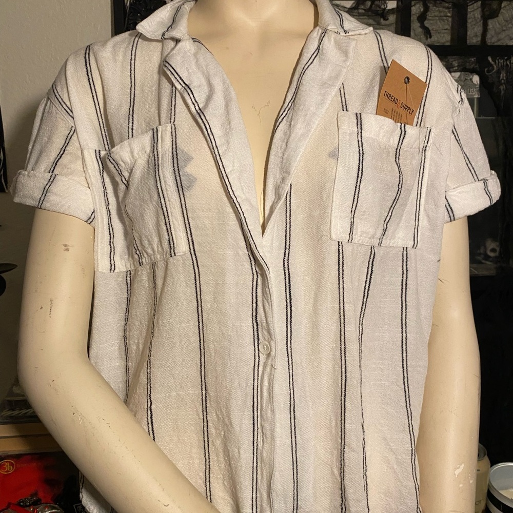 Thread+Supply Striped Canvas Blouse